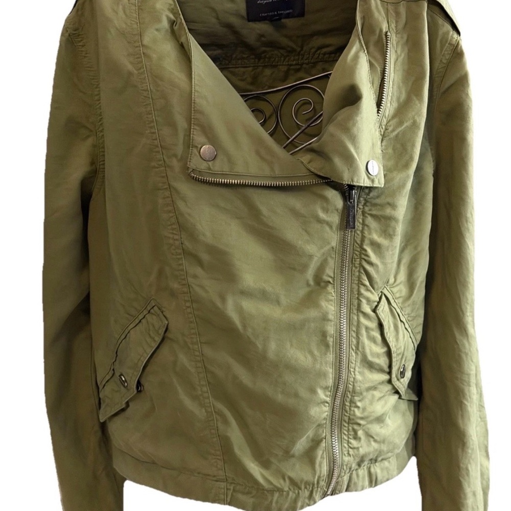 Sanctuary Lightweight Tencel Moto Jacket Olive Green XL - Picture 2 of 11